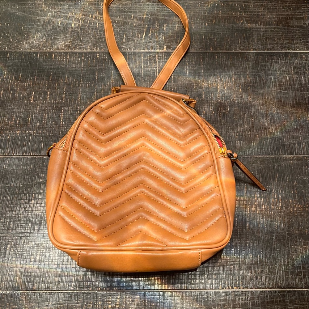 Chevron Pattern Tan Backpack - image 1